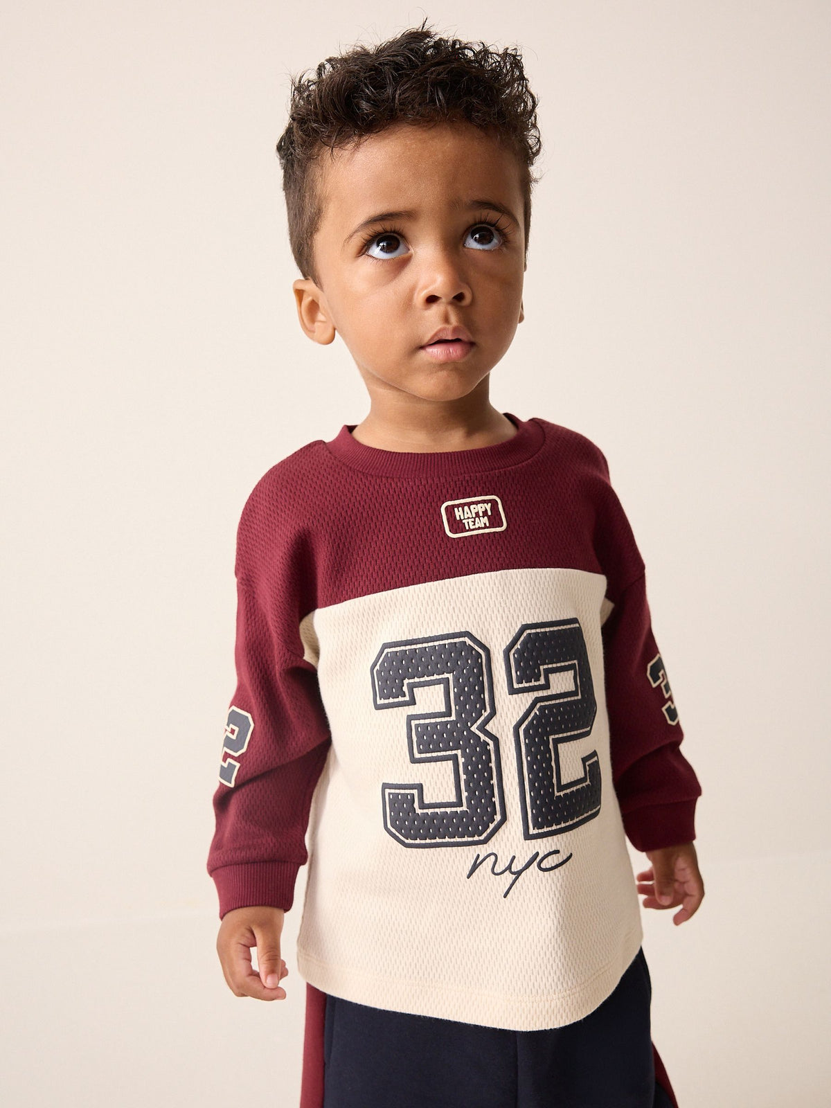 Berry/Ecru Varsity Top and Joggers Set (3mths-7yrs) - image 2