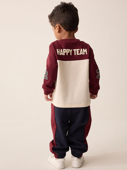 Berry/Ecru Varsity Top and Joggers Set (3mths-7yrs) - image 3