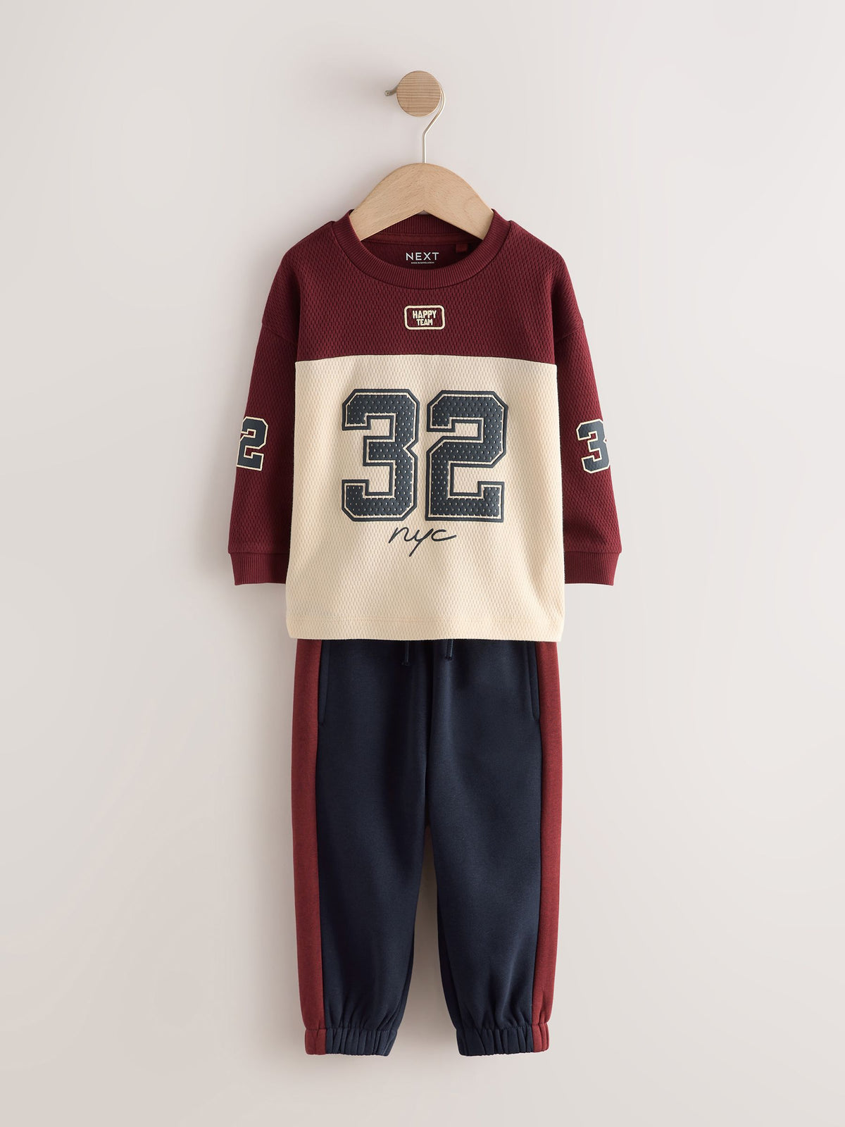 Berry/Ecru Varsity Top and Joggers Set (3mths-7yrs) - image 4