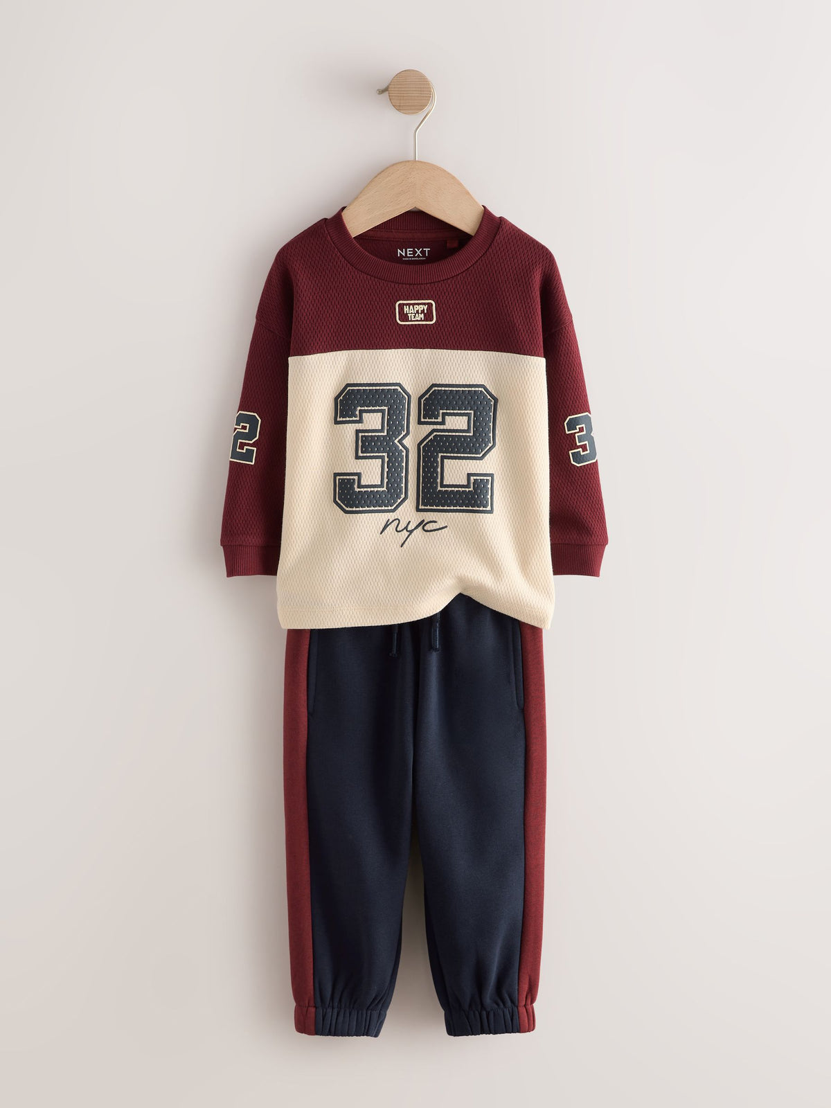 Berry/Ecru Varsity Top and Joggers Set (3mths-7yrs) - image 5