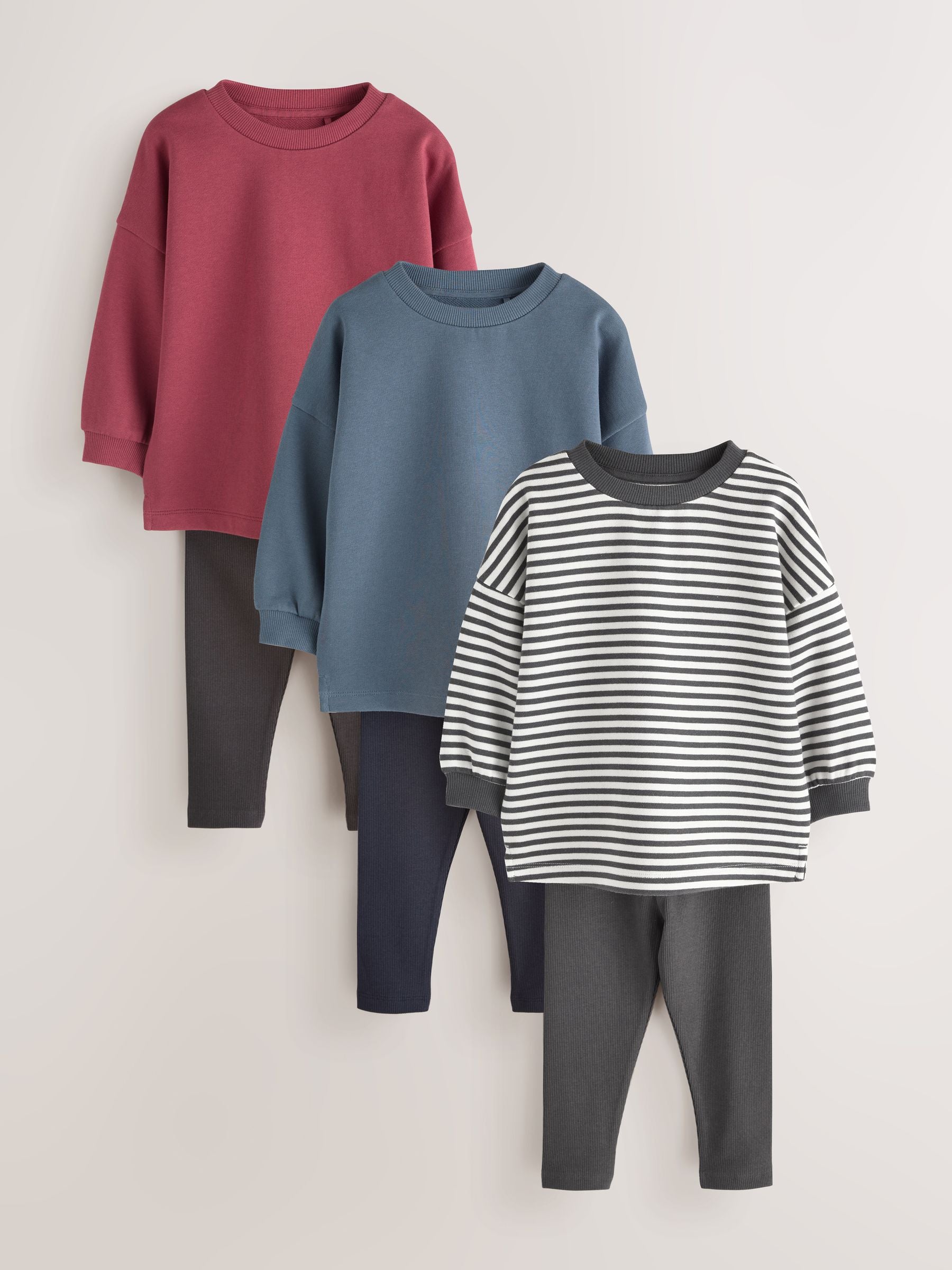 Multi Crew Top and Legging Set 3 Pack (3mths-7yrs) image 1
