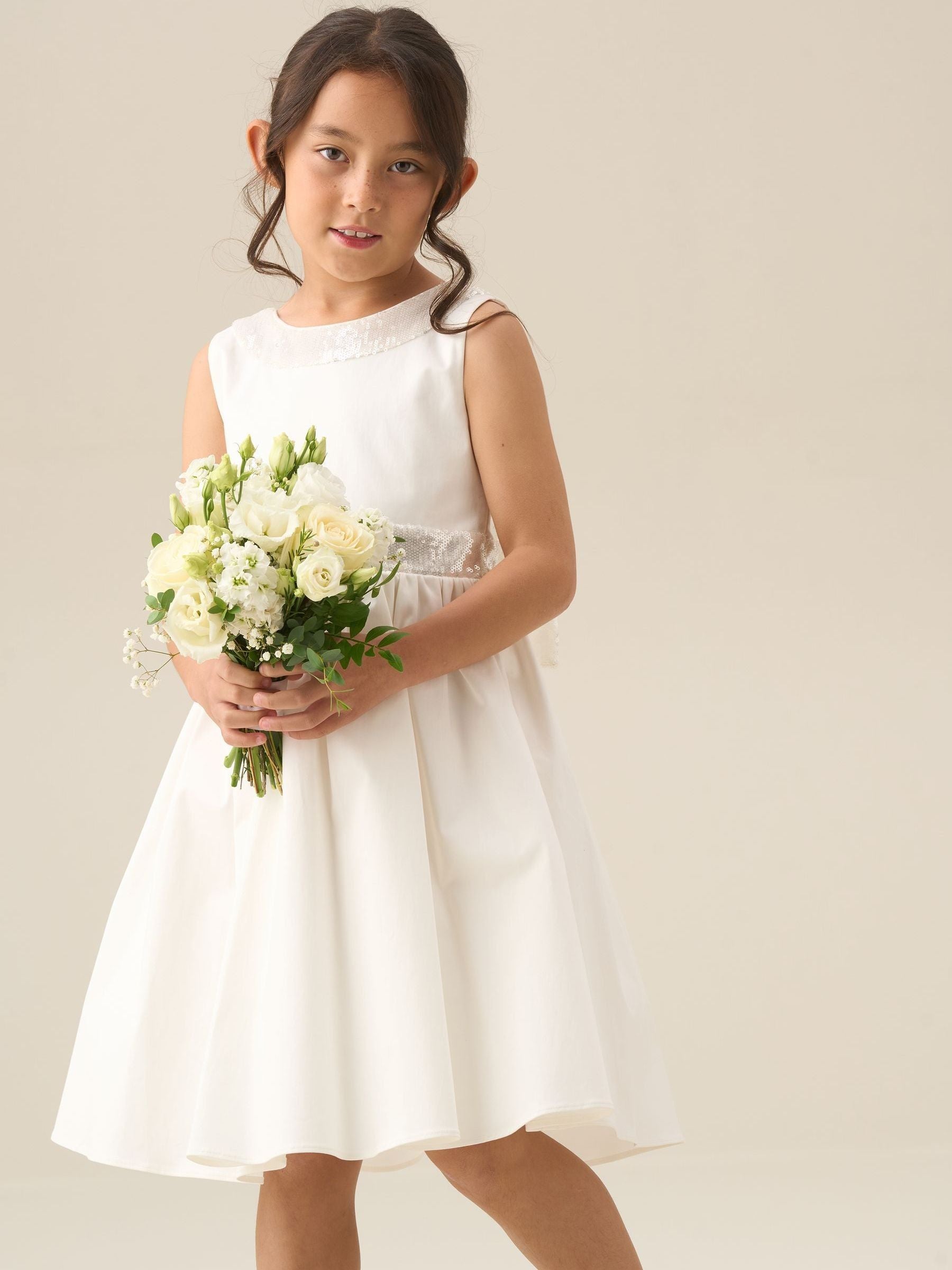 Angel & Rocket White Cassidy Ivory Sequin Bow Dress image 3