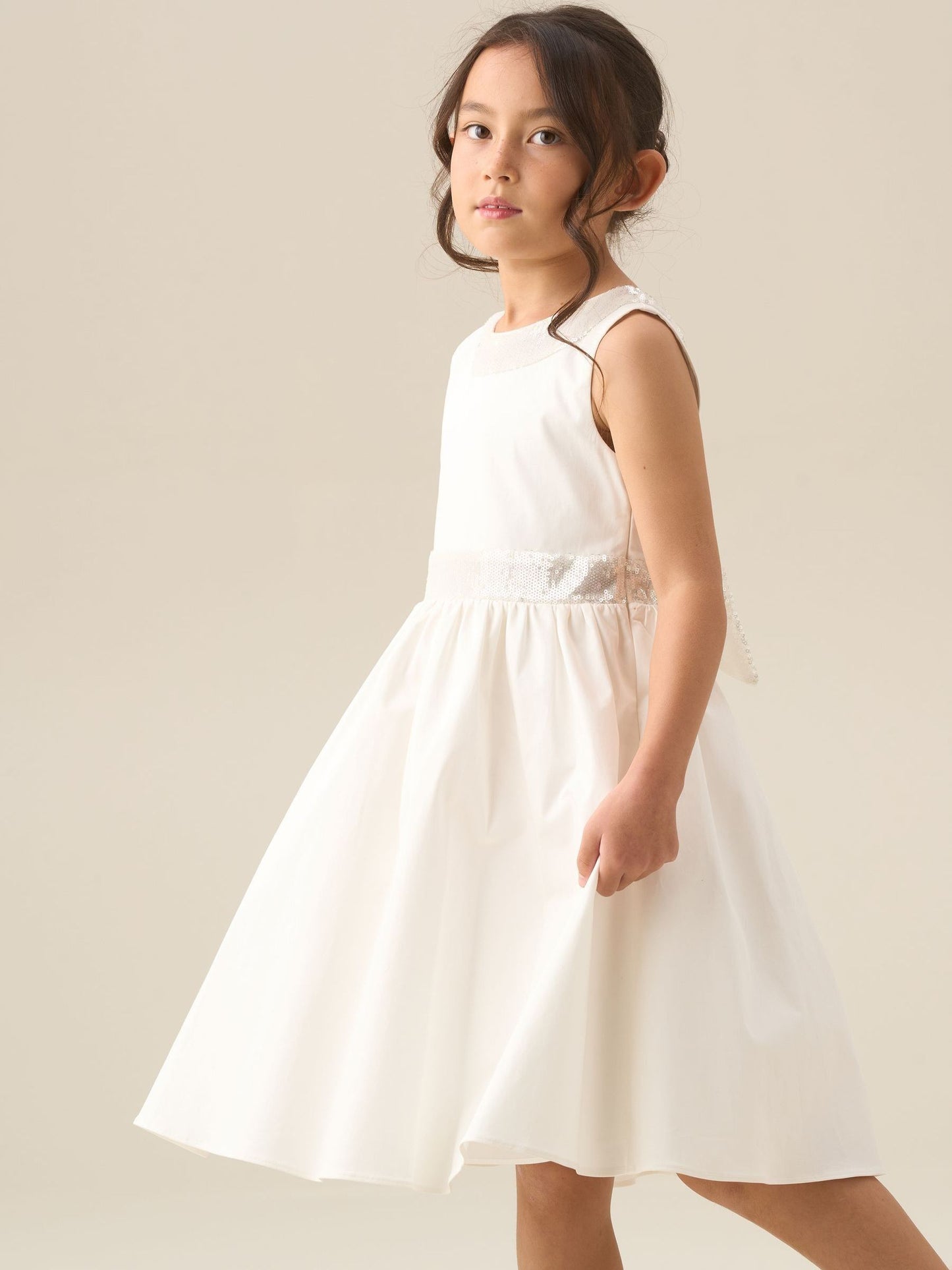 Angel & Rocket White Cassidy Ivory Sequin Bow Dress image 4
