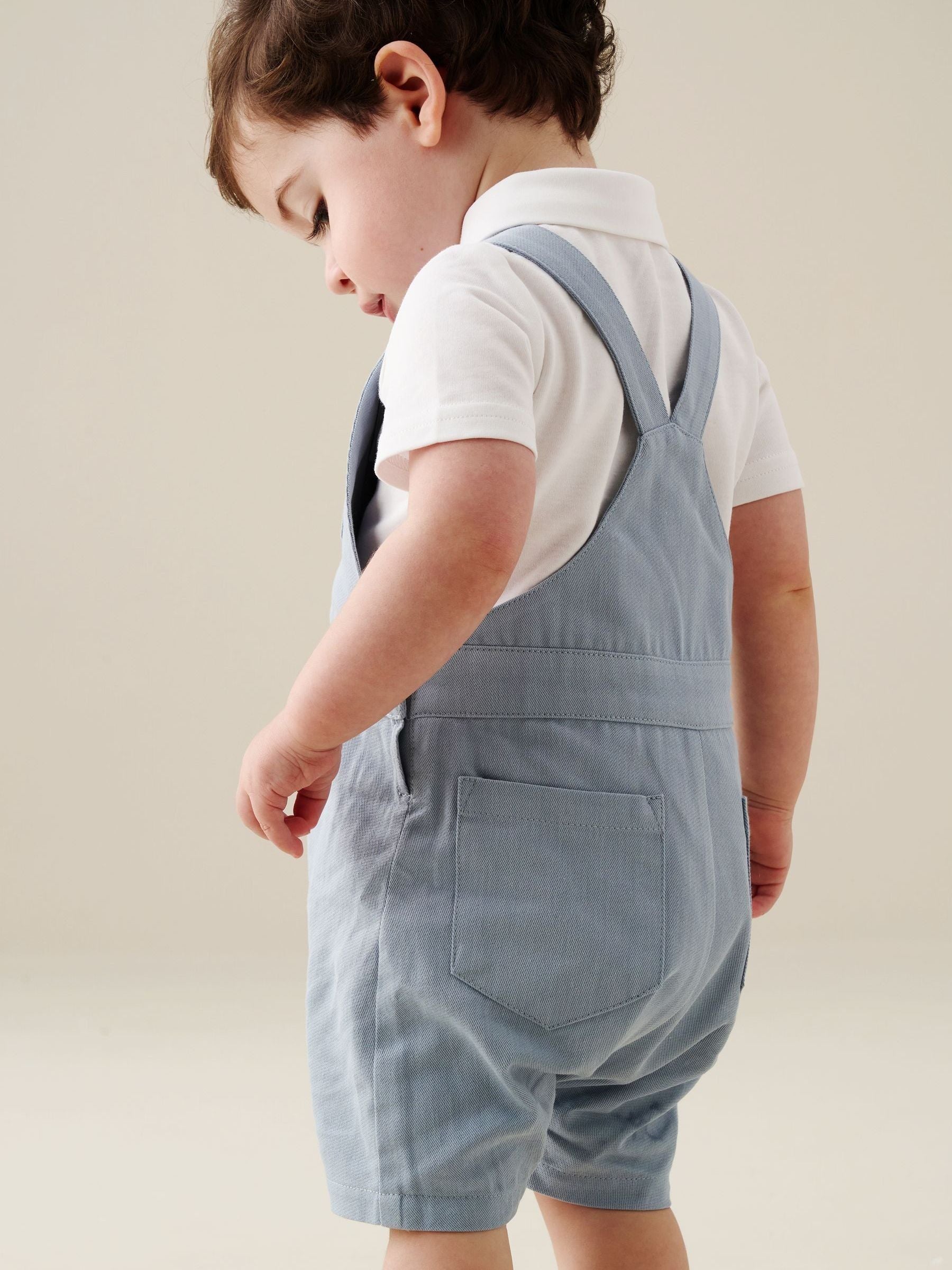 Angel & Rocket Blue Jaxson Dungaree Shorts Set image 2
