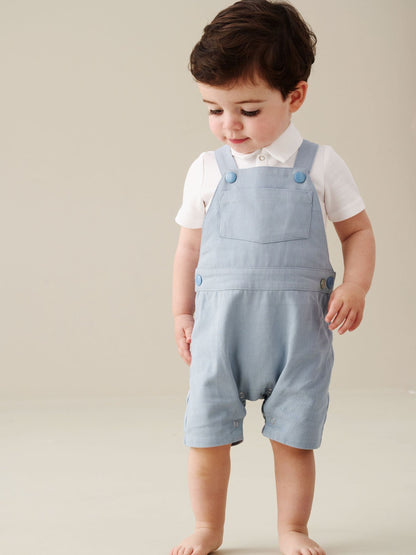 Angel & Rocket Blue Jaxson Dungaree Shorts Set image 3