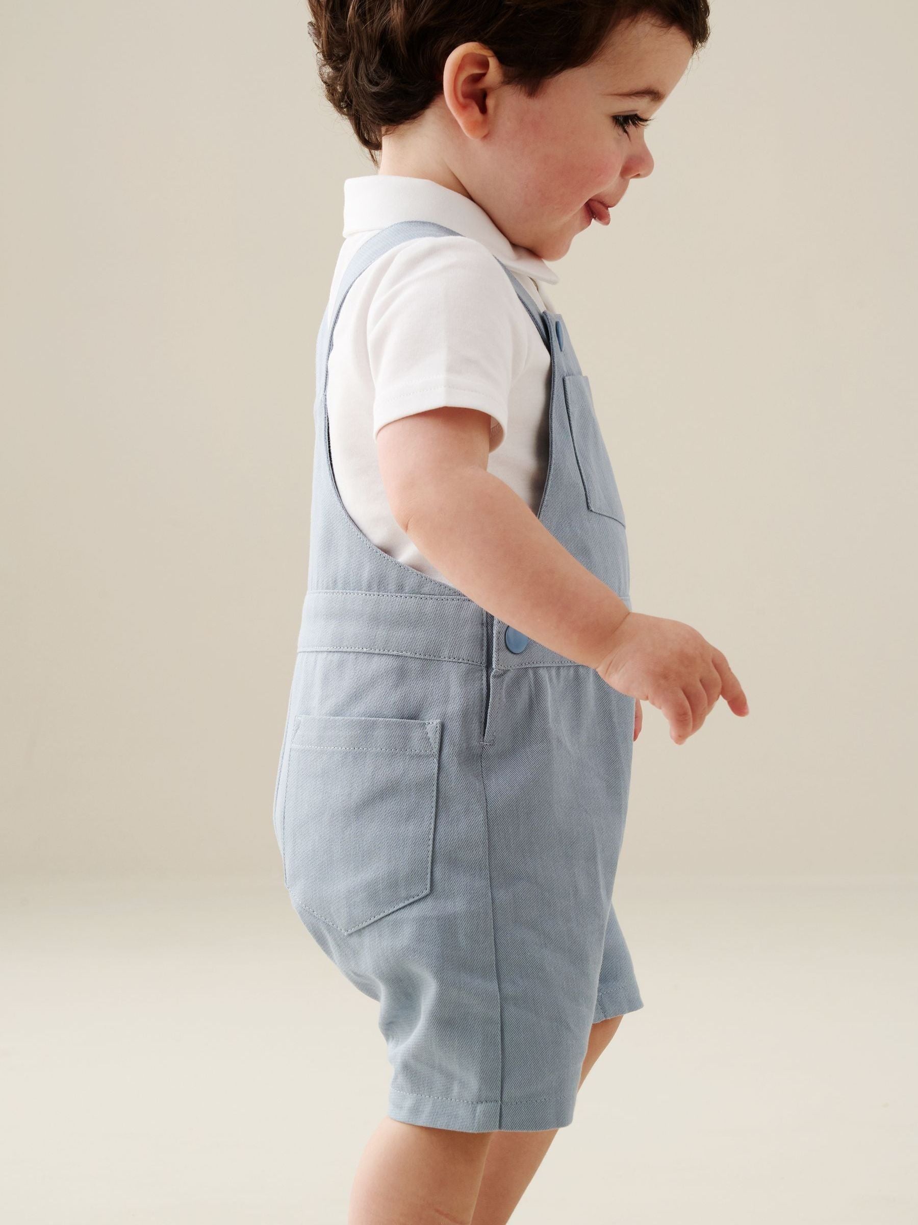 Angel & Rocket Blue Jaxson Dungaree Shorts Set image 4