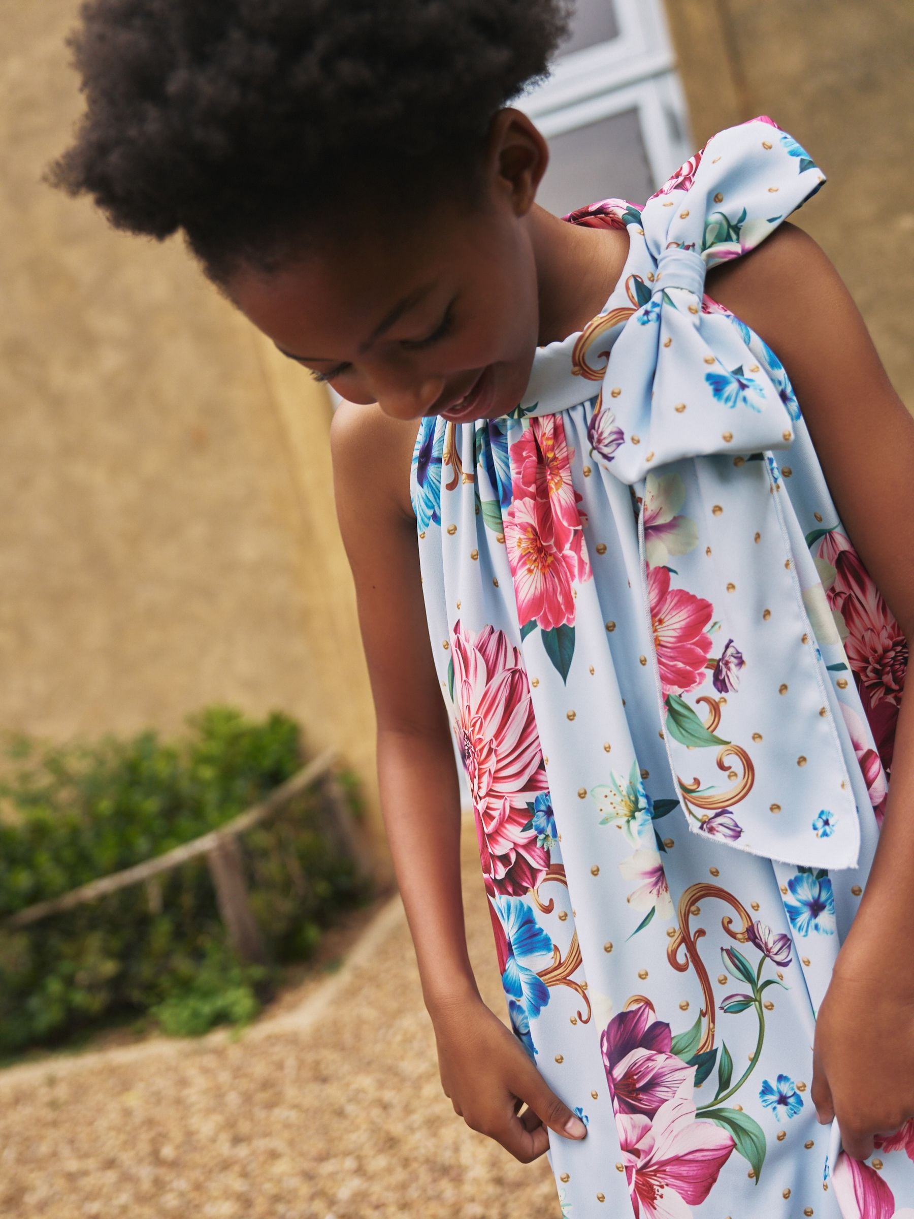Angel & Rocket Blue Amelia White Bow Swing Dress image 4