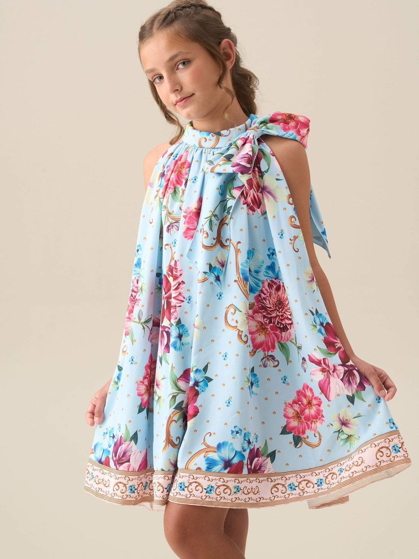 Angel & Rocket Blue Amelia White Bow Swing Dress image 6