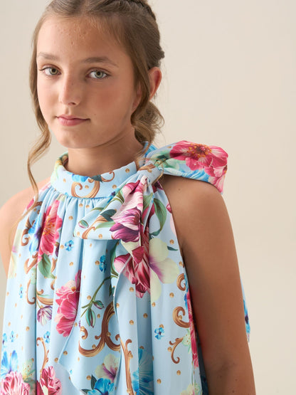Angel & Rocket Blue Amelia White Bow Swing Dress image 7