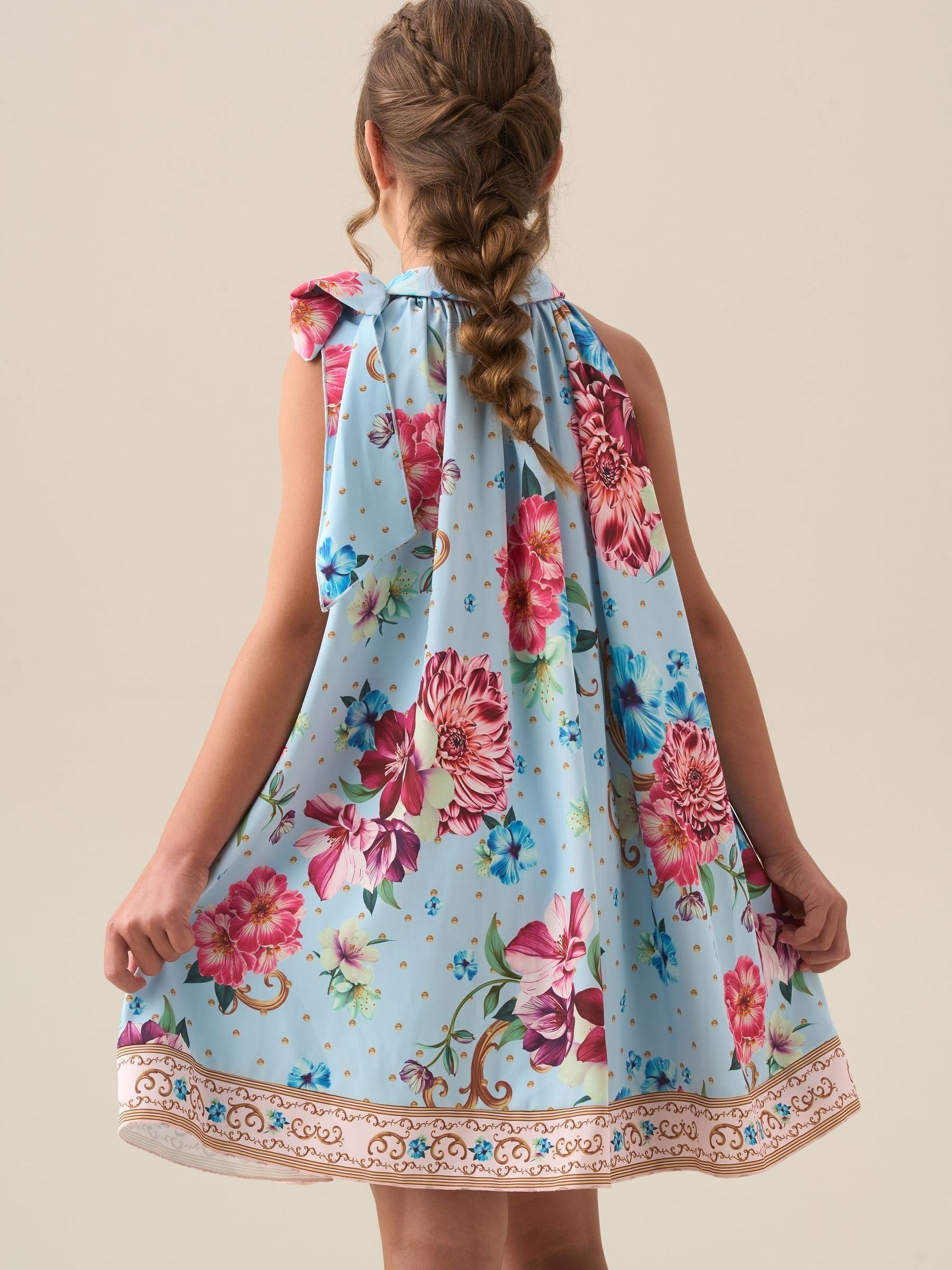 Angel & Rocket Blue Amelia White Bow Swing Dress image 8