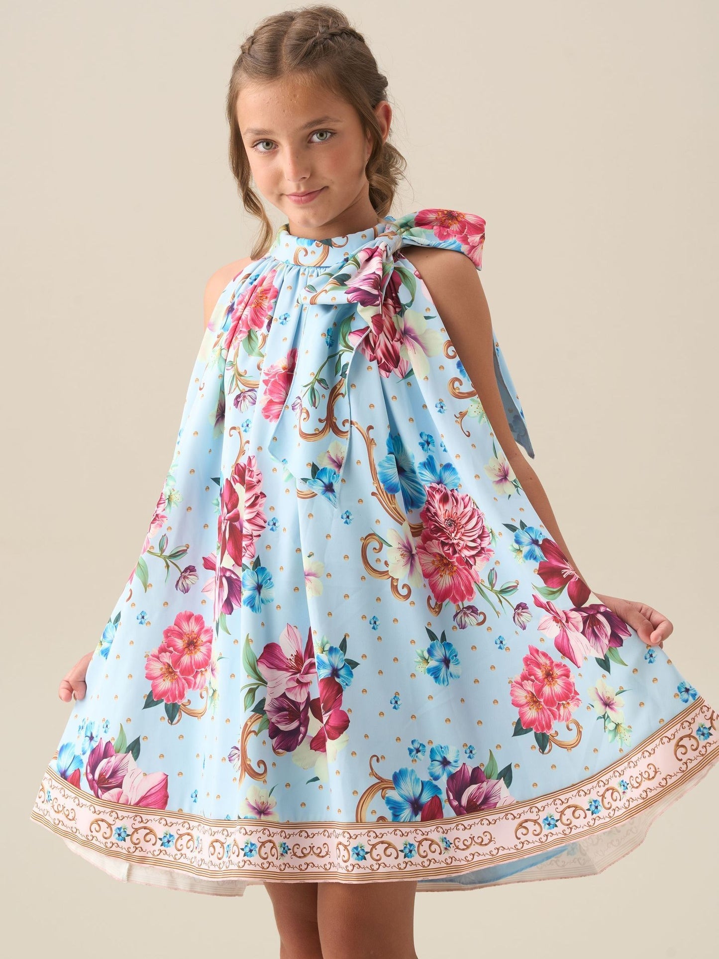 Angel & Rocket Blue Amelia White Bow Swing Dress image 9