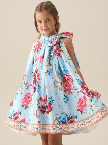 Angel & Rocket Blue Amelia White Bow Swing Dress image 9