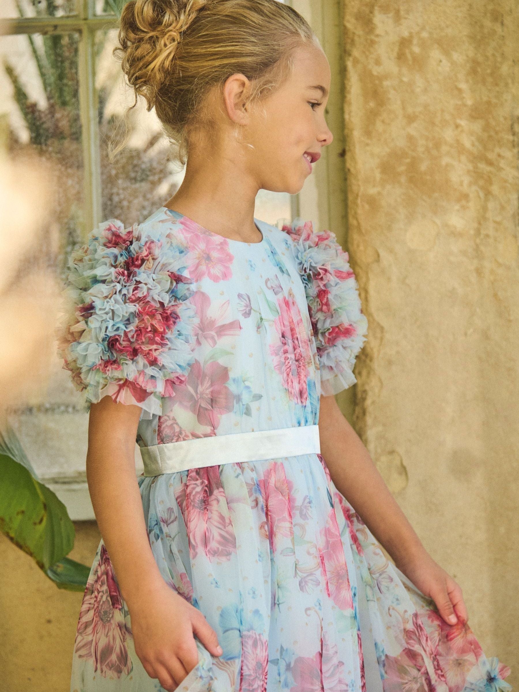 Angel & Rocket Blue Florence Blush Ruffle Sleeve Mesh Dress image 3