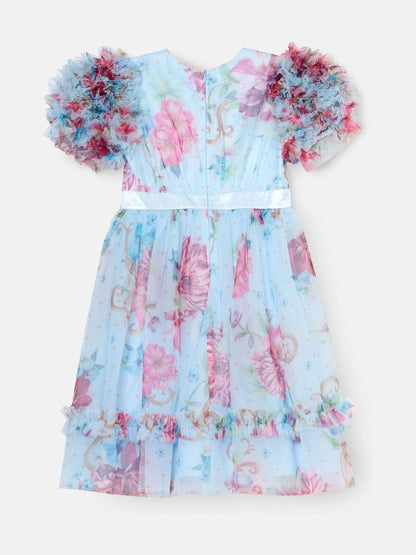 Angel & Rocket Blue Florence Blush Ruffle Sleeve Mesh Dress image 5