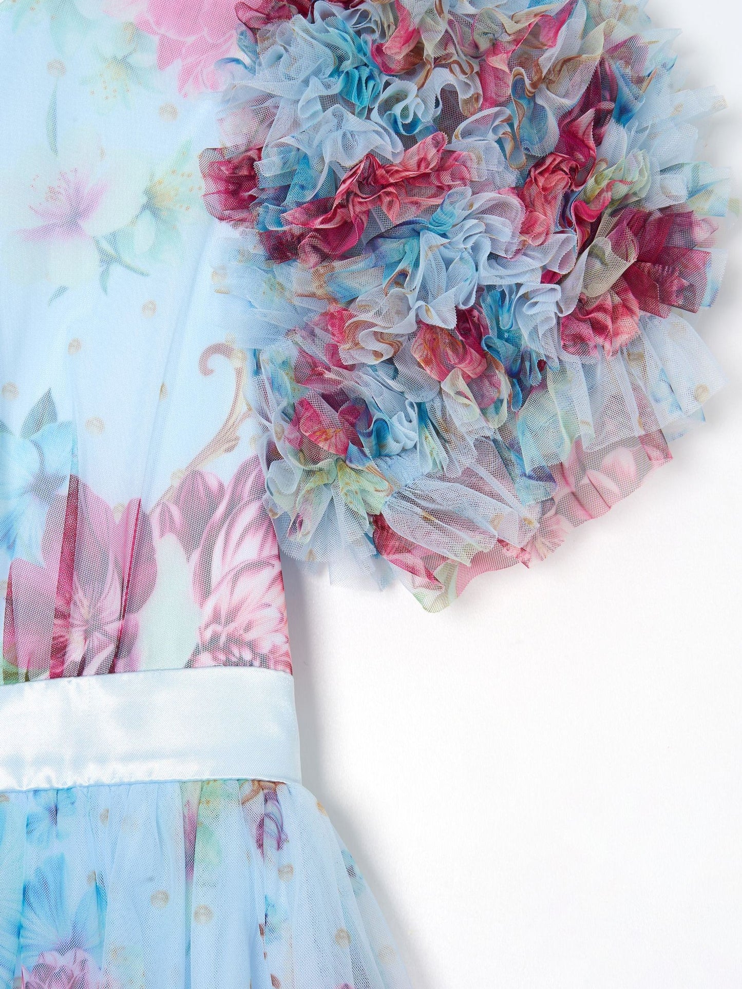 Angel & Rocket Blue Florence Blush Ruffle Sleeve Mesh Dress image 6