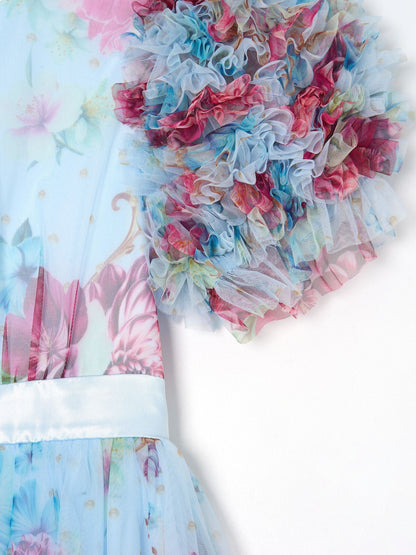 Angel & Rocket Blue Florence Blush Ruffle Sleeve Mesh Dress image 6