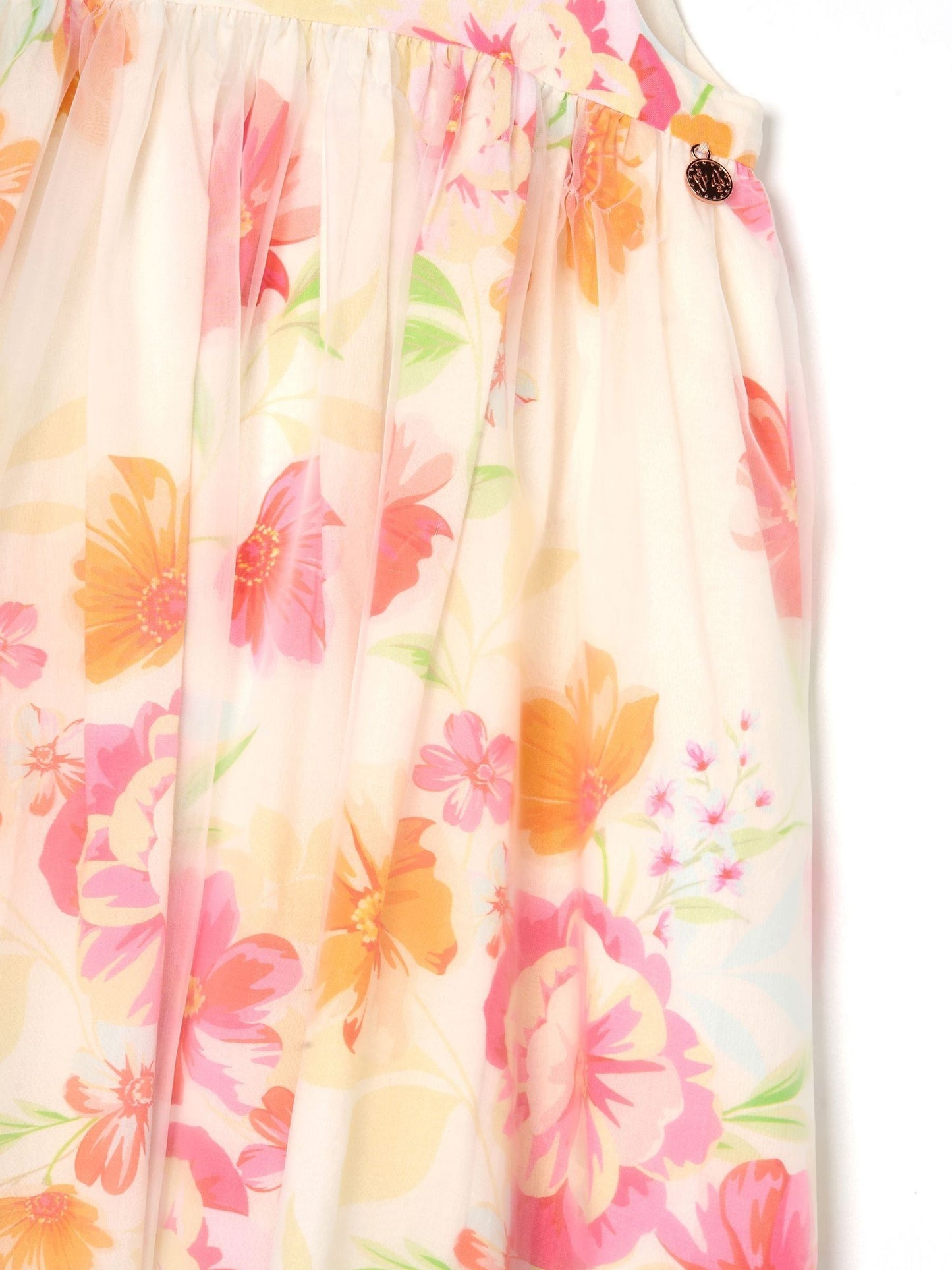 Angel & Rocket Cream April Organza Overlay Print Dress image 7