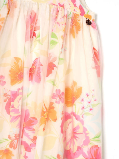 Angel & Rocket Cream April Organza Overlay Print Dress image 7