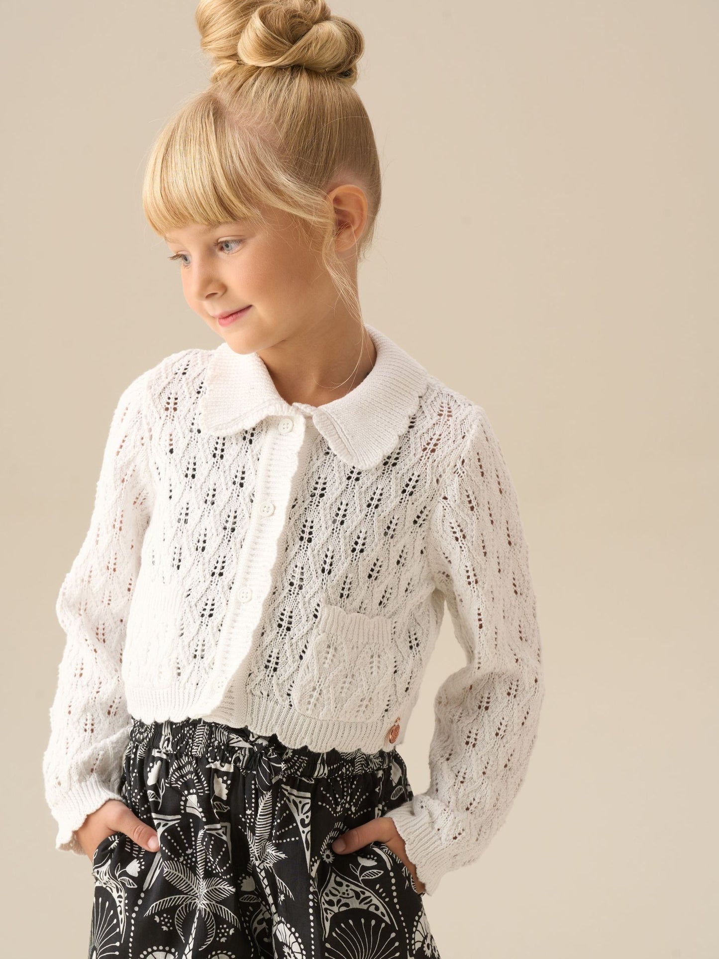 Dsiney Kidz - Angel & Rocket White Jessica Collar Crochet Knit Cardigan image 1