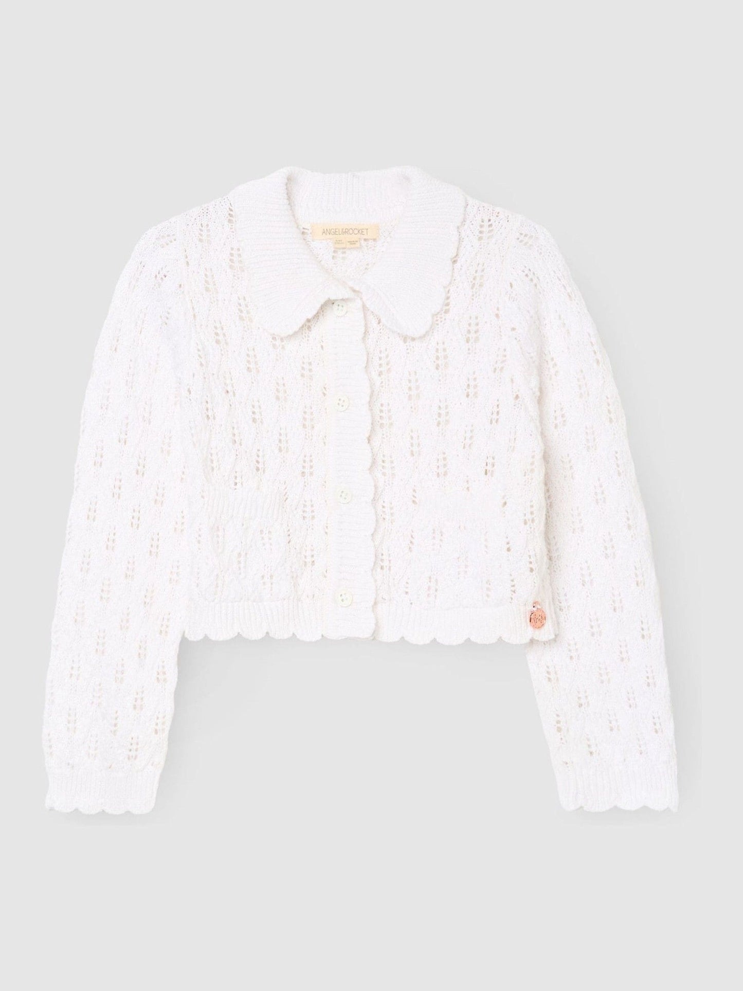 Dsiney Kidz - Angel & Rocket White Jessica Collar Crochet Knit Cardigan image 5