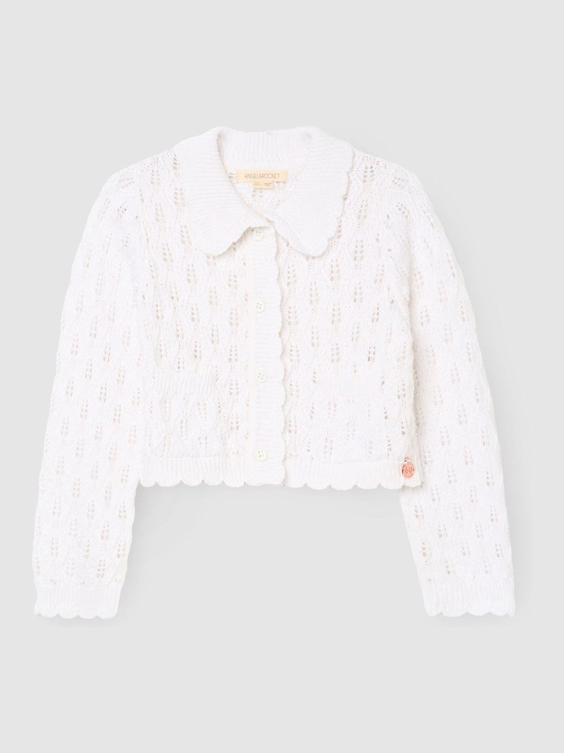 Dsiney Kidz - Angel & Rocket White Jessica Collar Crochet Knit Cardigan image 5