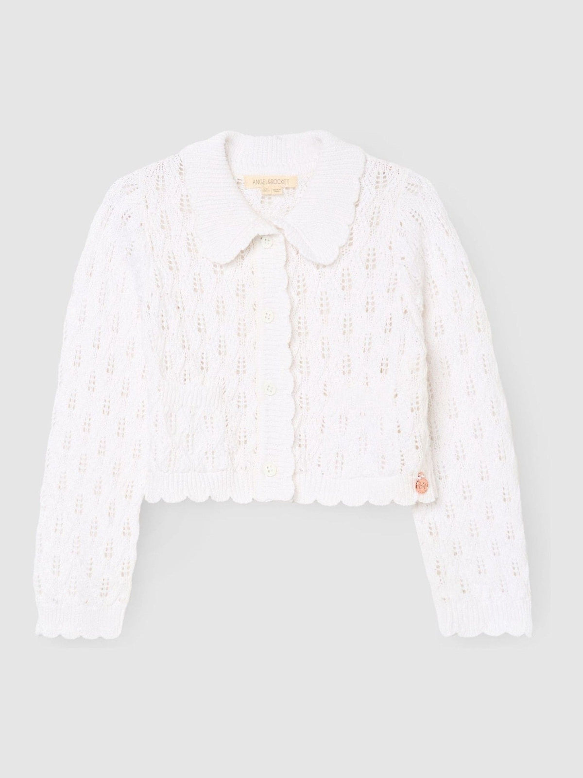 Dsiney Kidz - Angel & Rocket White Jessica Collar Crochet Knit Cardigan image 5
