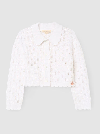 Dsiney Kidz - Angel & Rocket White Jessica Collar Crochet Knit Cardigan image 5