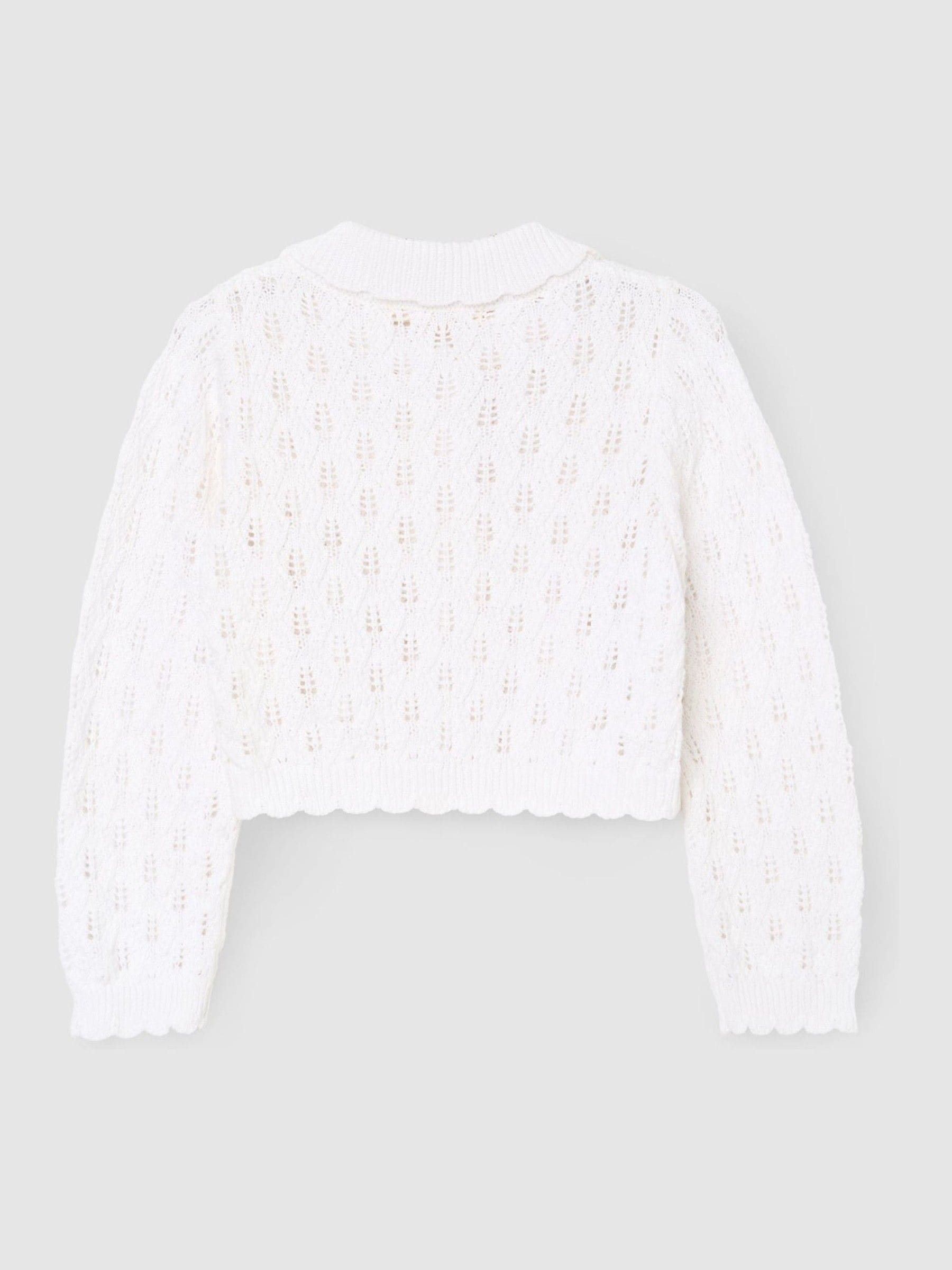 Dsiney Kidz - Angel & Rocket White Jessica Collar Crochet Knit Cardigan image 6