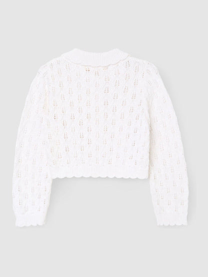 Dsiney Kidz - Angel & Rocket White Jessica Collar Crochet Knit Cardigan image 6