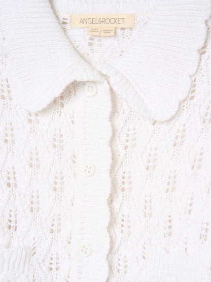 Dsiney Kidz - Angel & Rocket White Jessica Collar Crochet Knit Cardigan image 7