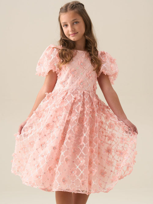 Dsiney Kidz - Angel & Rocket Pink Francine Embellished Puff Sleeve Dress image 1
