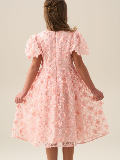 Angel & Rocket Pink Francine Embellished Puff Sleeve Dress image 4