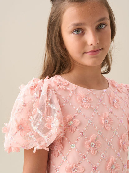 Angel & Rocket Pink Francine Embellished Puff Sleeve Dress image 5