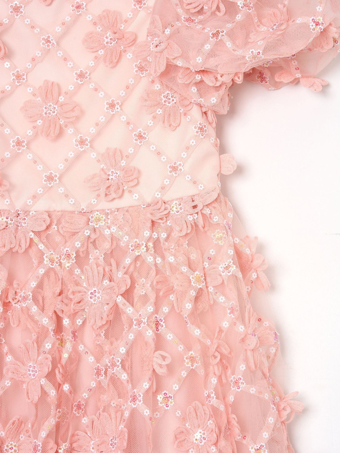 Angel & Rocket Pink Francine Embellished Puff Sleeve Dress image 7