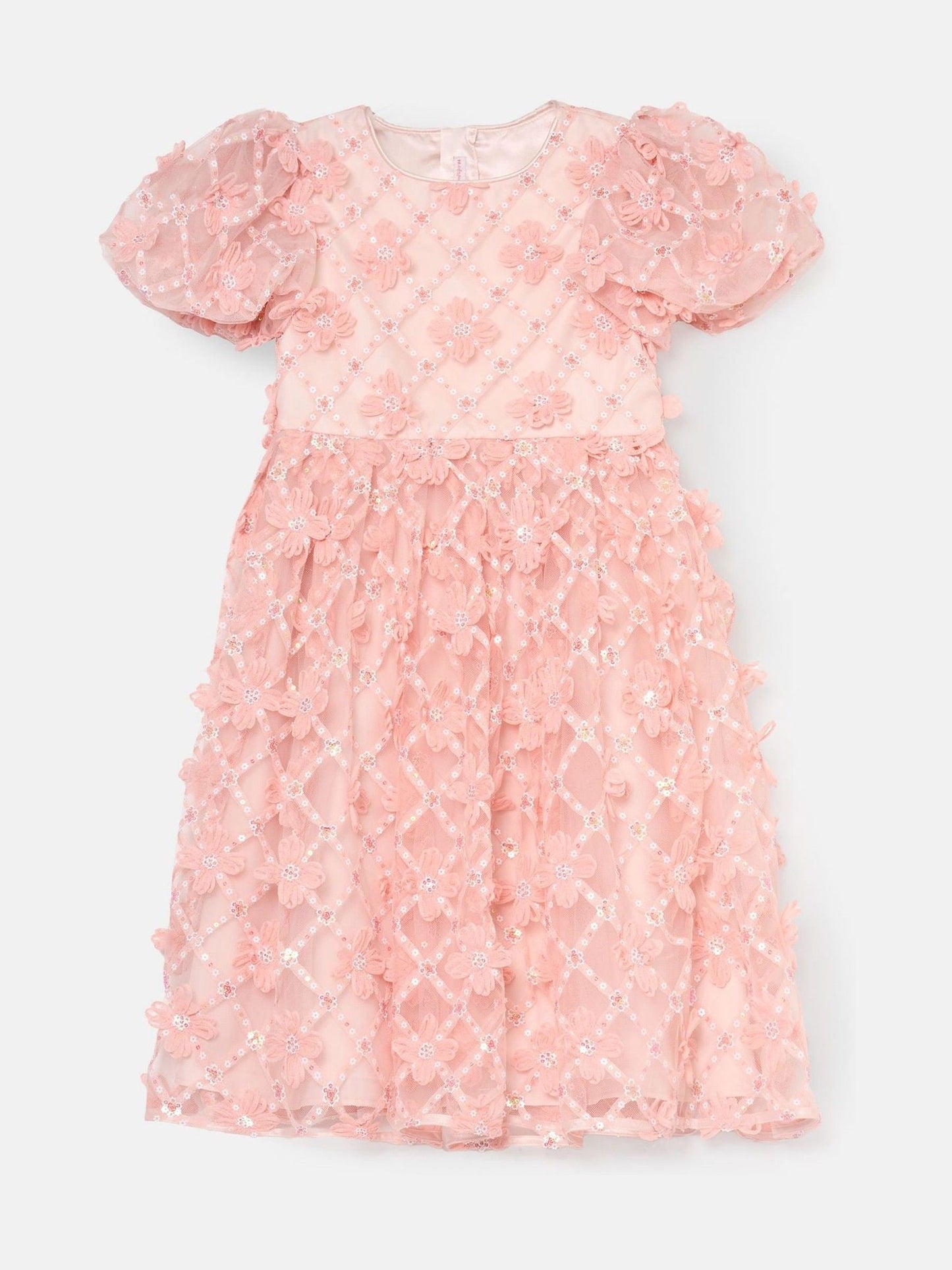 Angel & Rocket Pink Francine Embellished Puff Sleeve Dress image 8