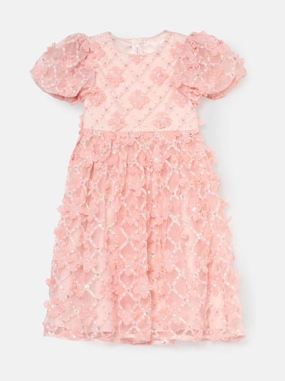 Angel & Rocket Pink Francine Embellished Puff Sleeve Dress image 8