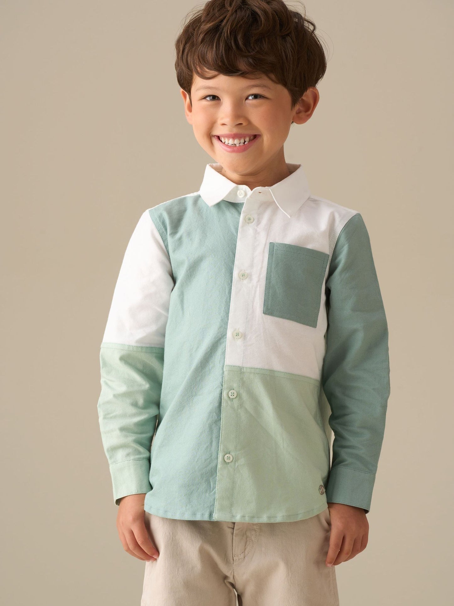 Dsiney Kidz - Angel & Rocket Green Jude Colour Block Oxford Shirt image 1