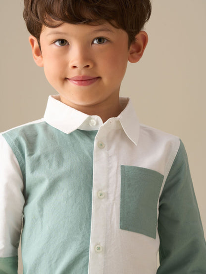 Dsiney Kidz - Angel & Rocket Green Jude Colour Block Oxford Shirt image 4