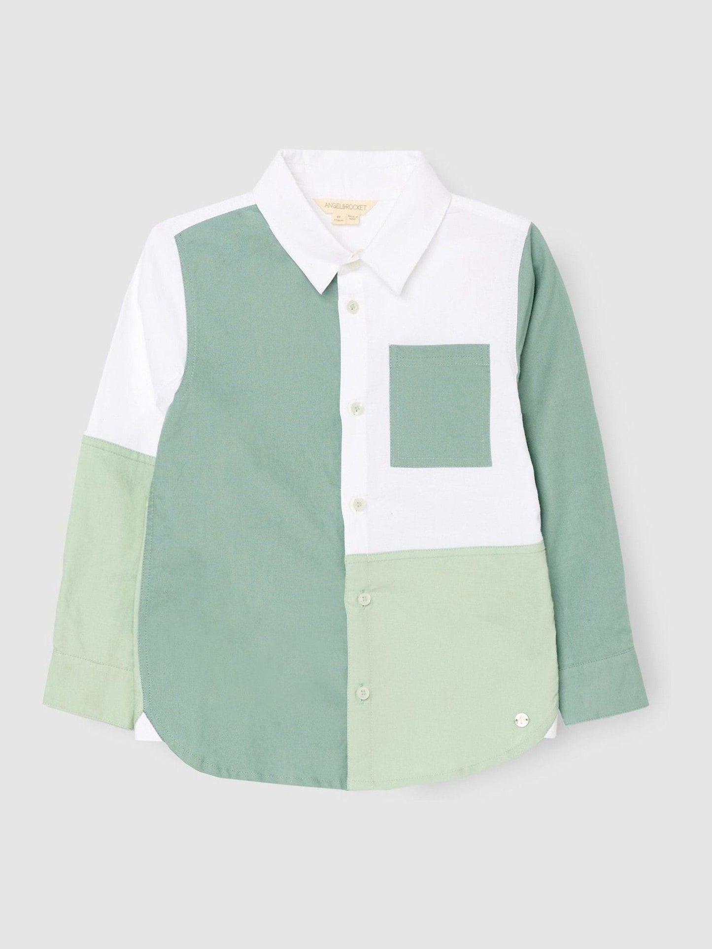 Dsiney Kidz - Angel & Rocket Green Jude Colour Block Oxford Shirt image 5