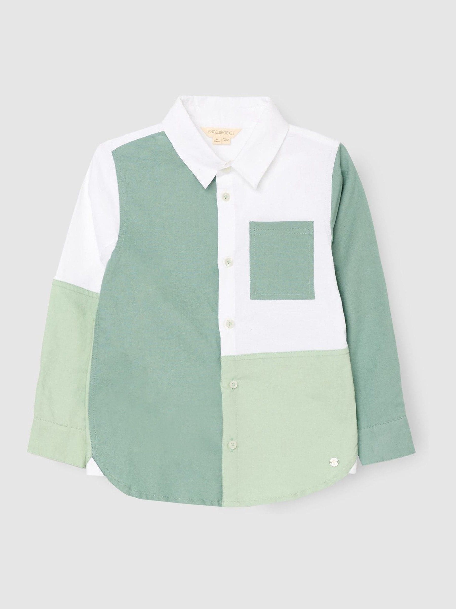 Dsiney Kidz - Angel & Rocket Green Jude Colour Block Oxford Shirt image 5