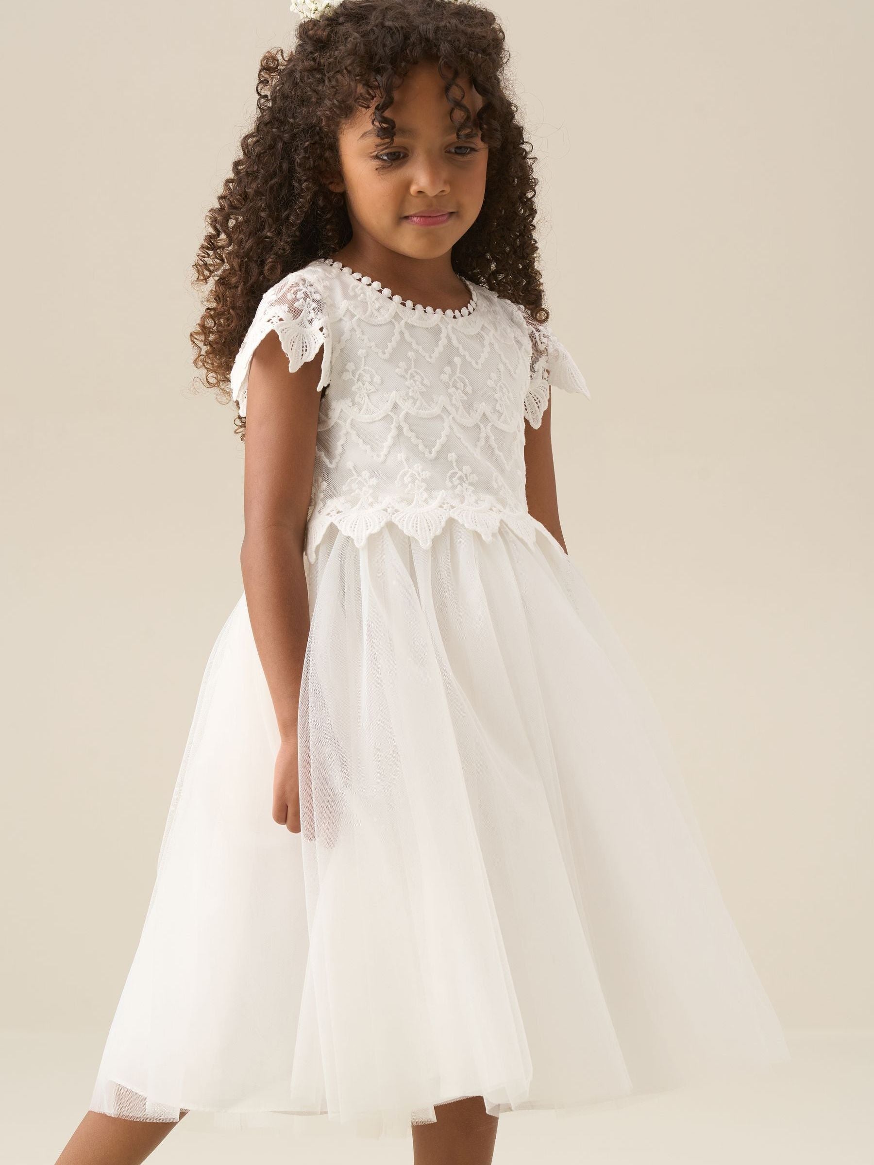 Angel & Rocket White Lucy Lace Ivory Dress image 1