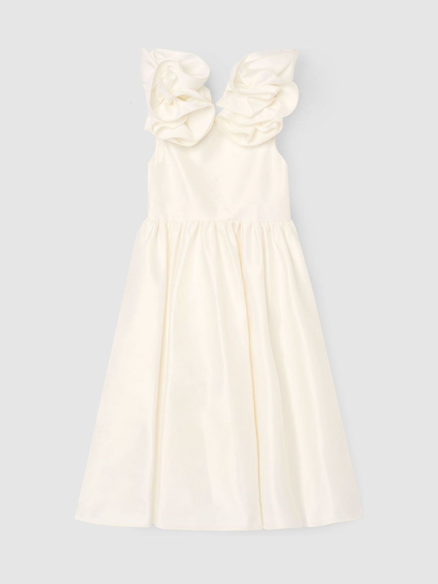 Angel & Rocket White Coco Puff Sleeve Bow Back Dress image 4