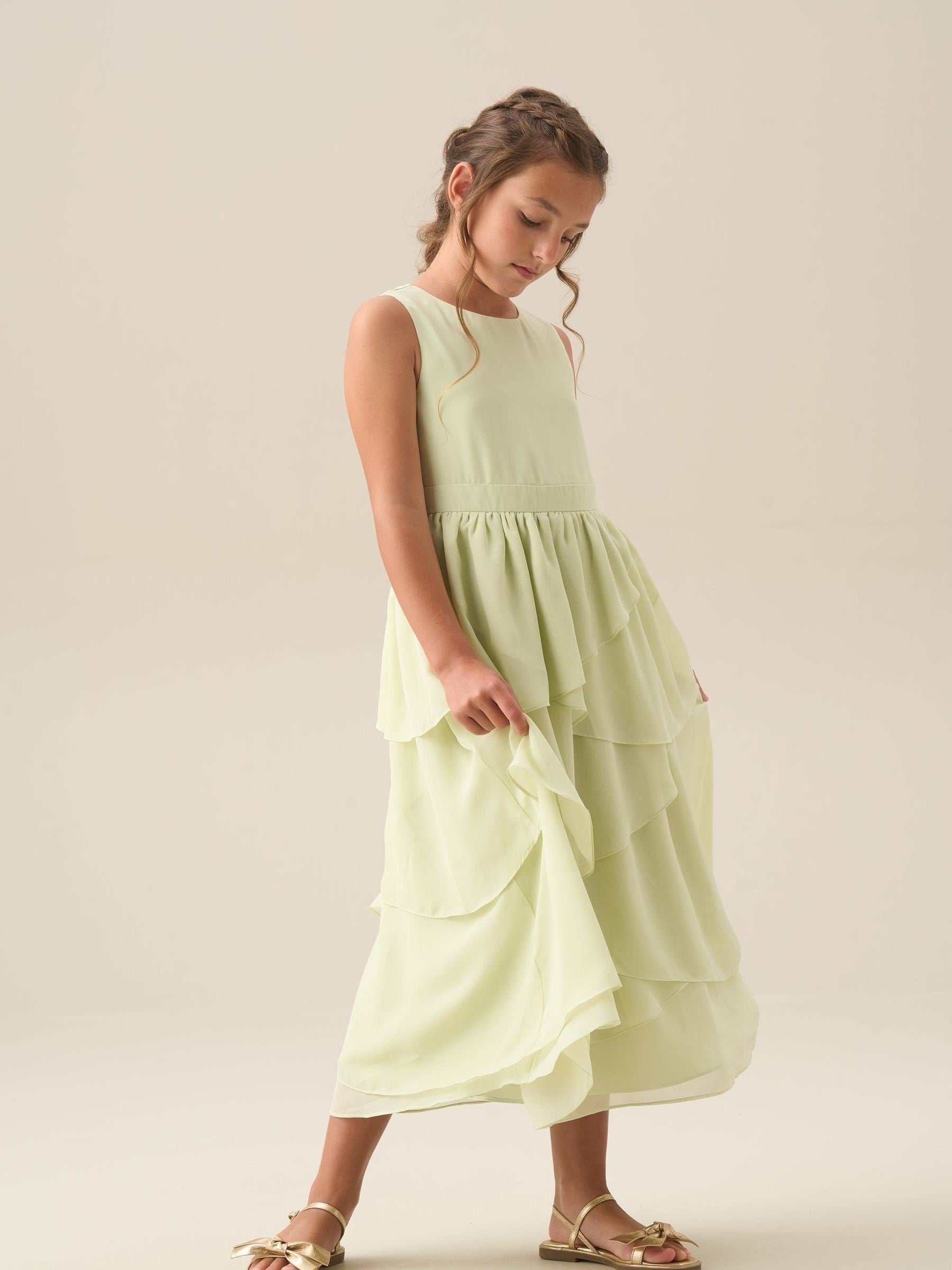 Angel & Rocket Green Letitia Sage Tiered Ruffle Dress image 2