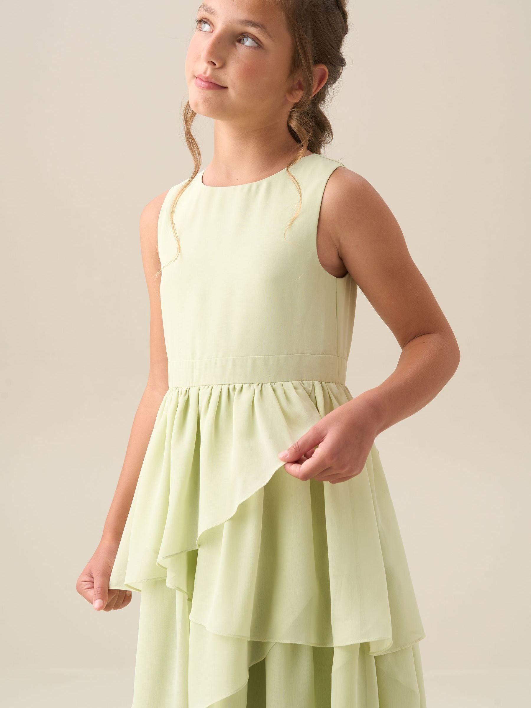 Angel & Rocket Green Letitia Sage Tiered Ruffle Dress image 3