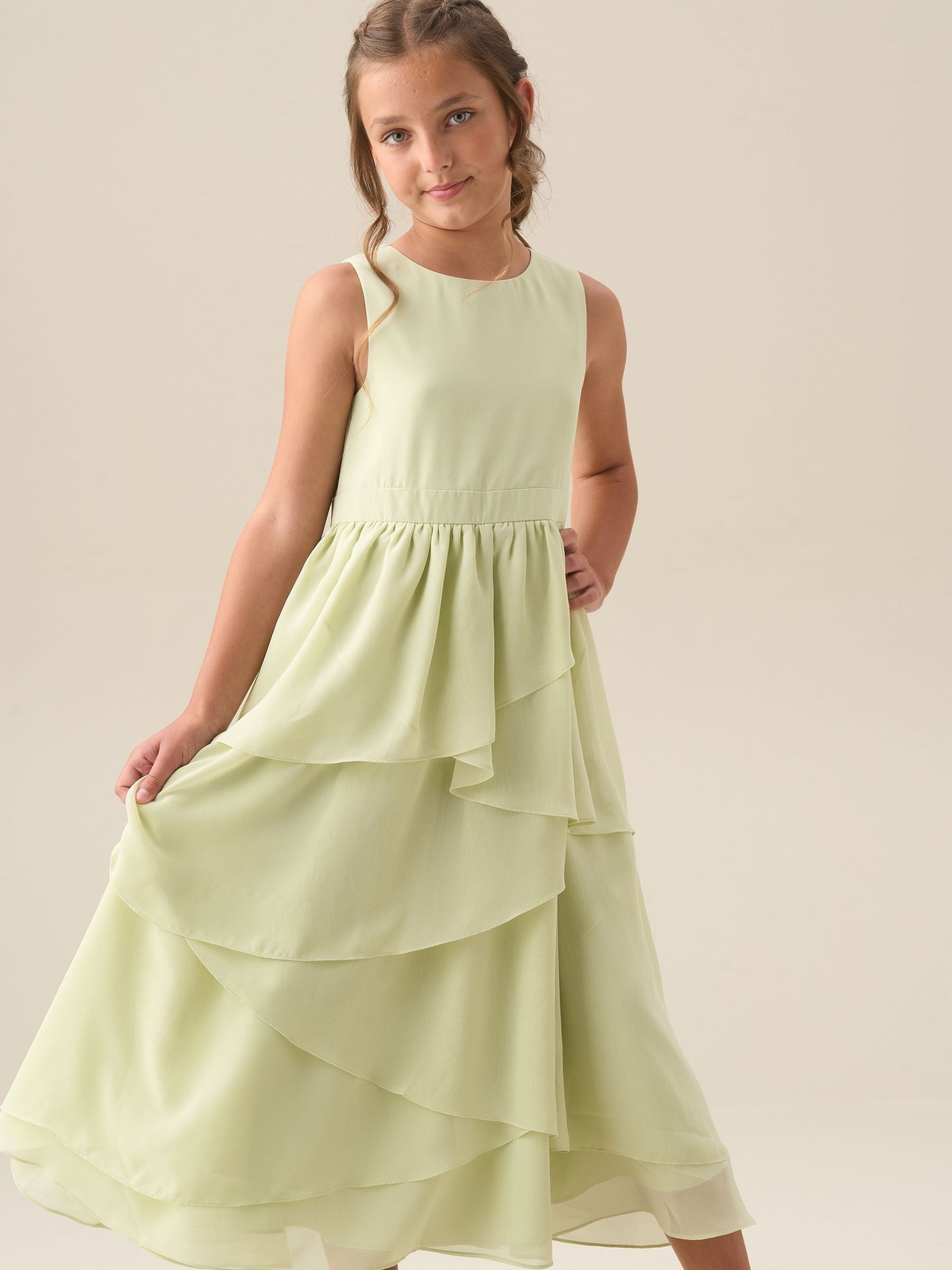 Angel & Rocket Green Letitia Sage Tiered Ruffle Dress image 5