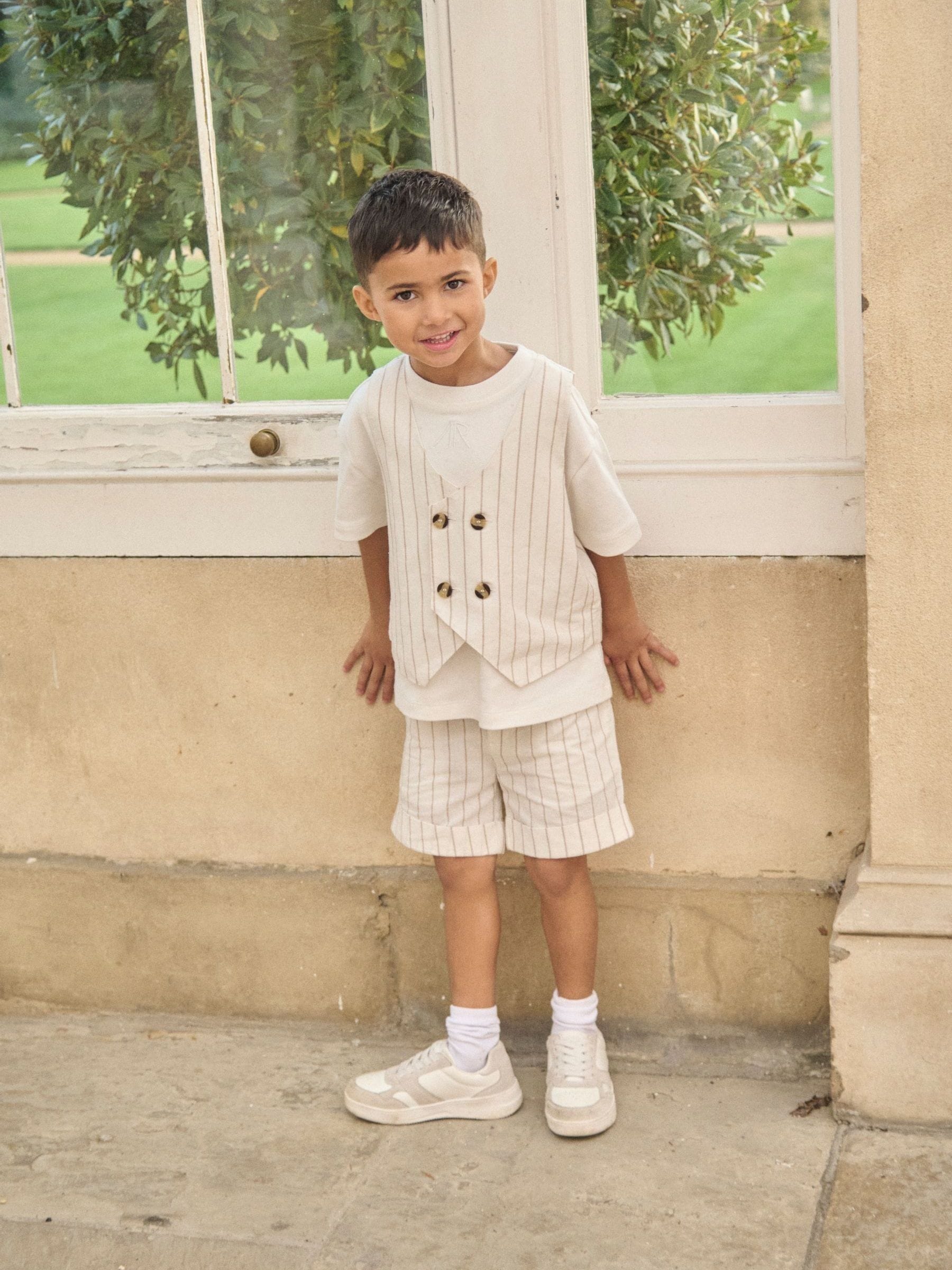 Dsiney Kidz - Angel & Rocket White Jake Turn Up Stripe Suit Shorts image 2