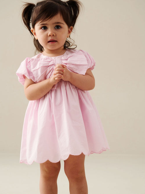 Angel & Rocket Pink Rosie Bow Puff Sleeve Scalloped Dress And Bloomer image 1