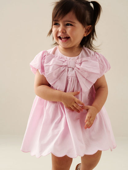 Angel & Rocket Pink Rosie Bow Puff Sleeve Scalloped Dress And Bloomer image 4