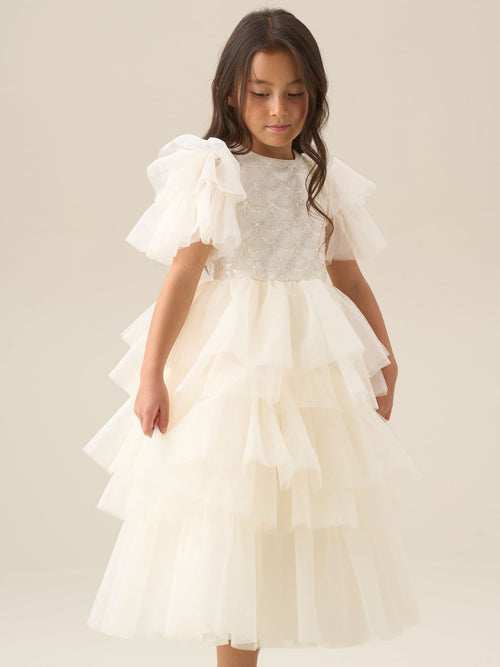 Dsiney Kidz - Angel & Rocket White Tiffany Ivory Beaded Tiered Tulle Dress image 1