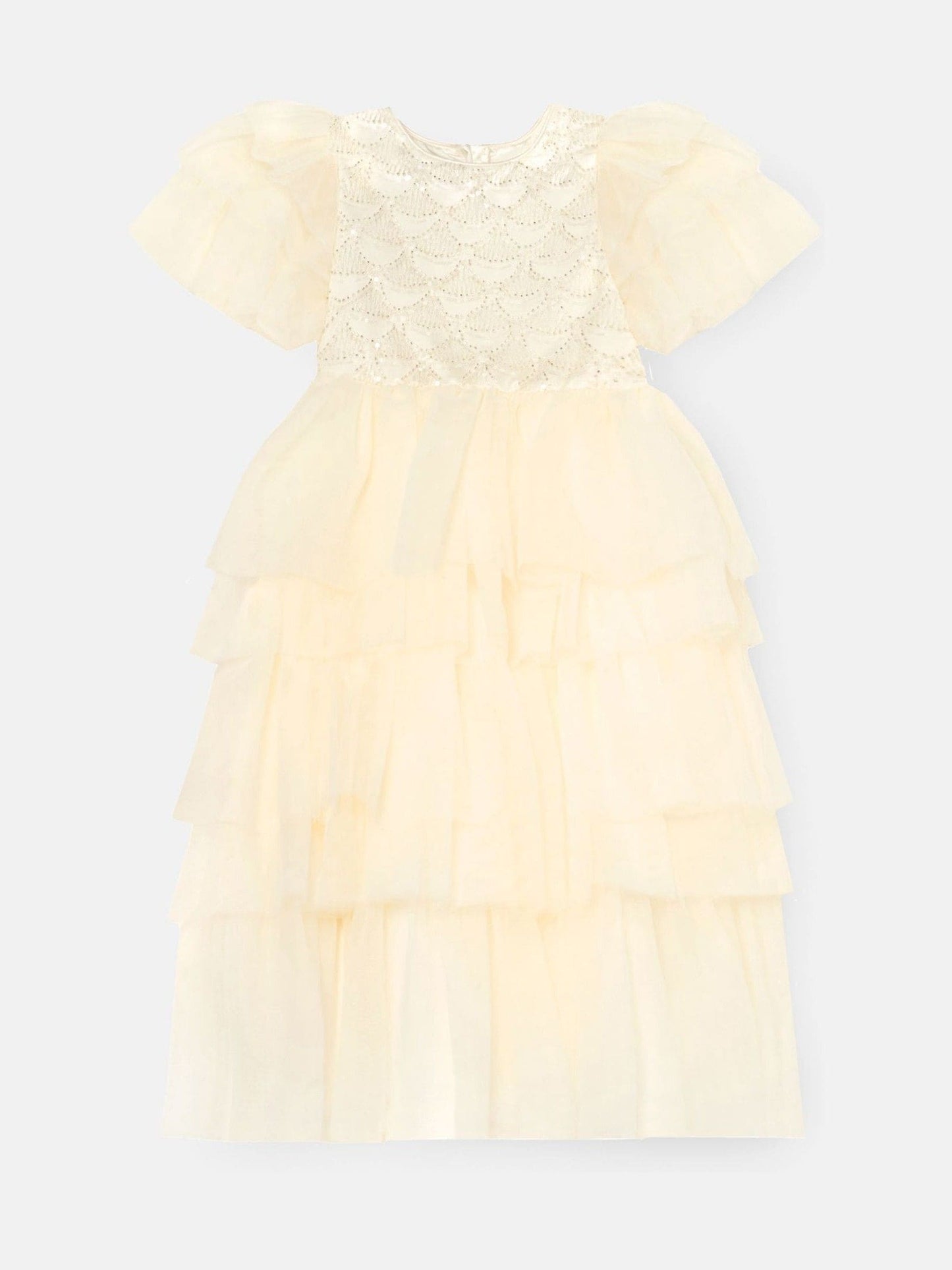 Angel & Rocket White Tiffany Ivory Beaded Tiered Tulle Dress image 5